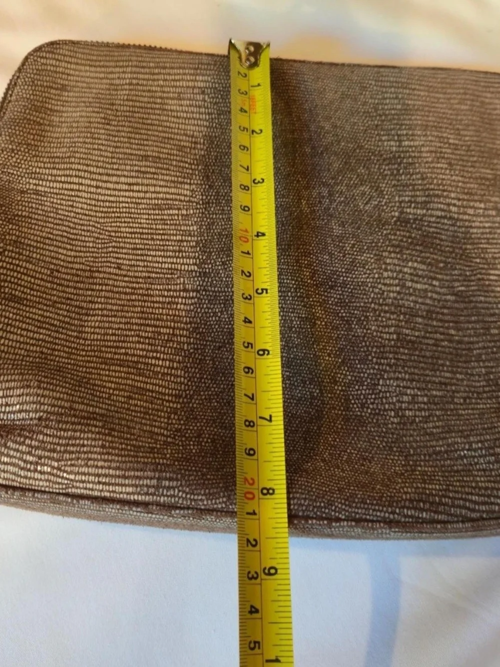 India Hicks 100%leatherTaupe Textured Clutch Bag